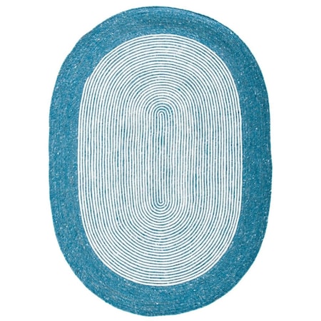 Safavieh 4 x 6 ft. Braided Hand Woven Oval Area Rug Teal & Ivory BRD904M-4OV